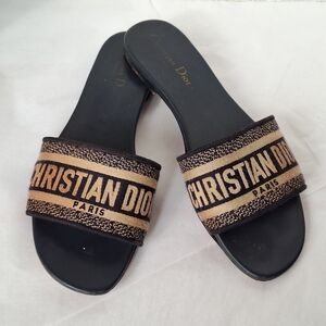 Dior Navy and Beige Slide Sandals